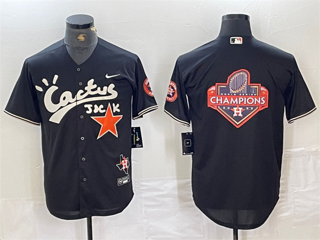 Men's Houston Astros Team Big Logo Black Cactus Jack Vapor Premier Limited Stitched Baseball Jersey